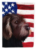 German Roughhaired Pointer American Flag House Flag 28x40 Porch Sleeve Pole Decorative Outside Yard Banner Artwork Wall Hanging, Polyester