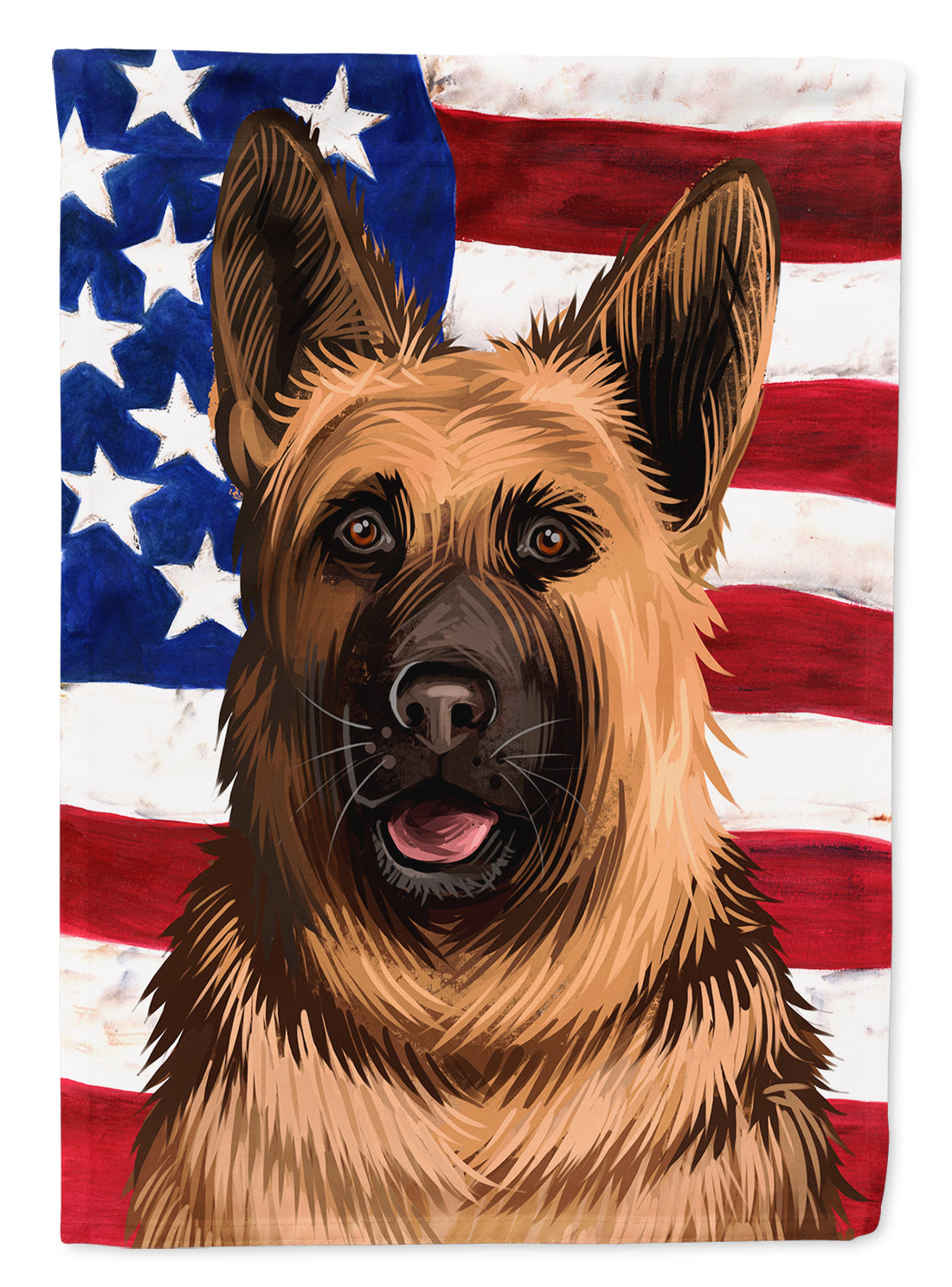 German Shepherd Dog American Flag House Flag 28x40 Porch Sleeve Pole Decorative Outside Yard Banner Artwork Wall Hanging, Polyester