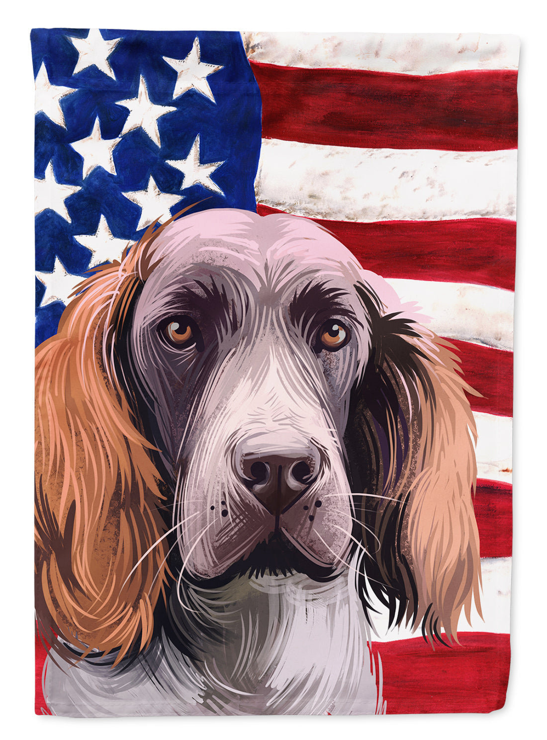 German Spaniel Dog American Flag House Flag 28x40 Porch Sleeve Pole Decorative Outside Yard Banner Artwork Wall Hanging, Polyester