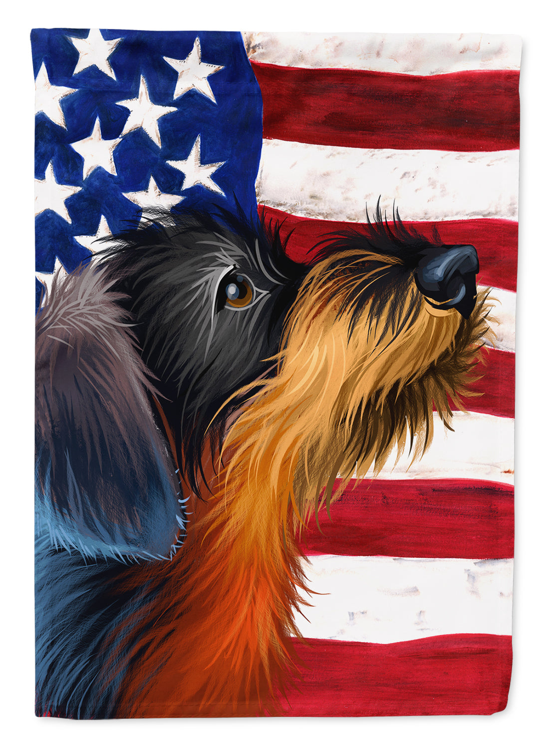 German Wirehaired Pointer American Flag House Flag 28x40 Porch Sleeve Pole Decorative Outside Yard Banner Artwork Wall Hanging, Polyester