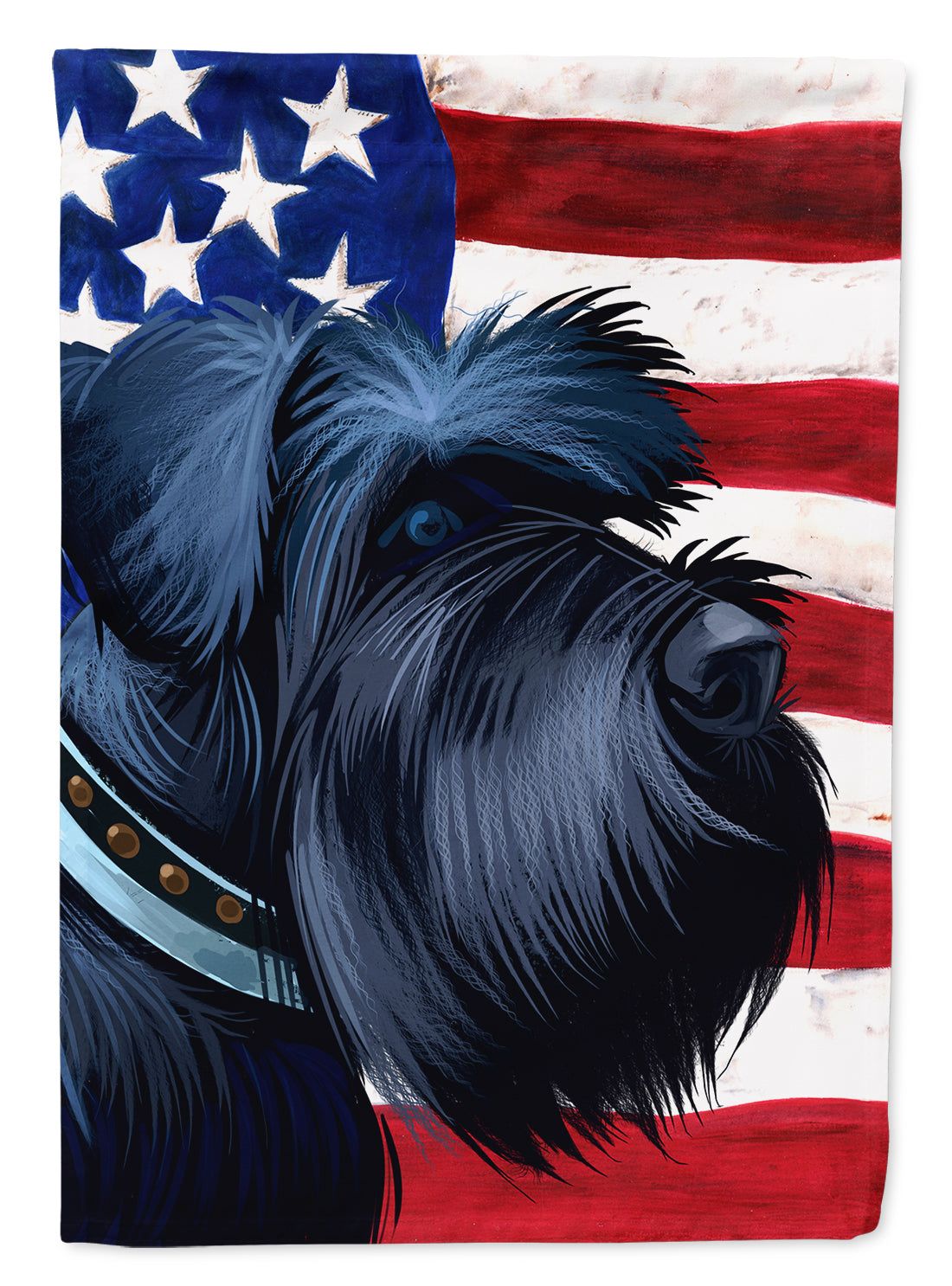 Giant Schnauzer Dog American Flag House Flag 28x40 Porch Sleeve Pole Decorative Outside Yard Banner Artwork Wall Hanging, Polyester