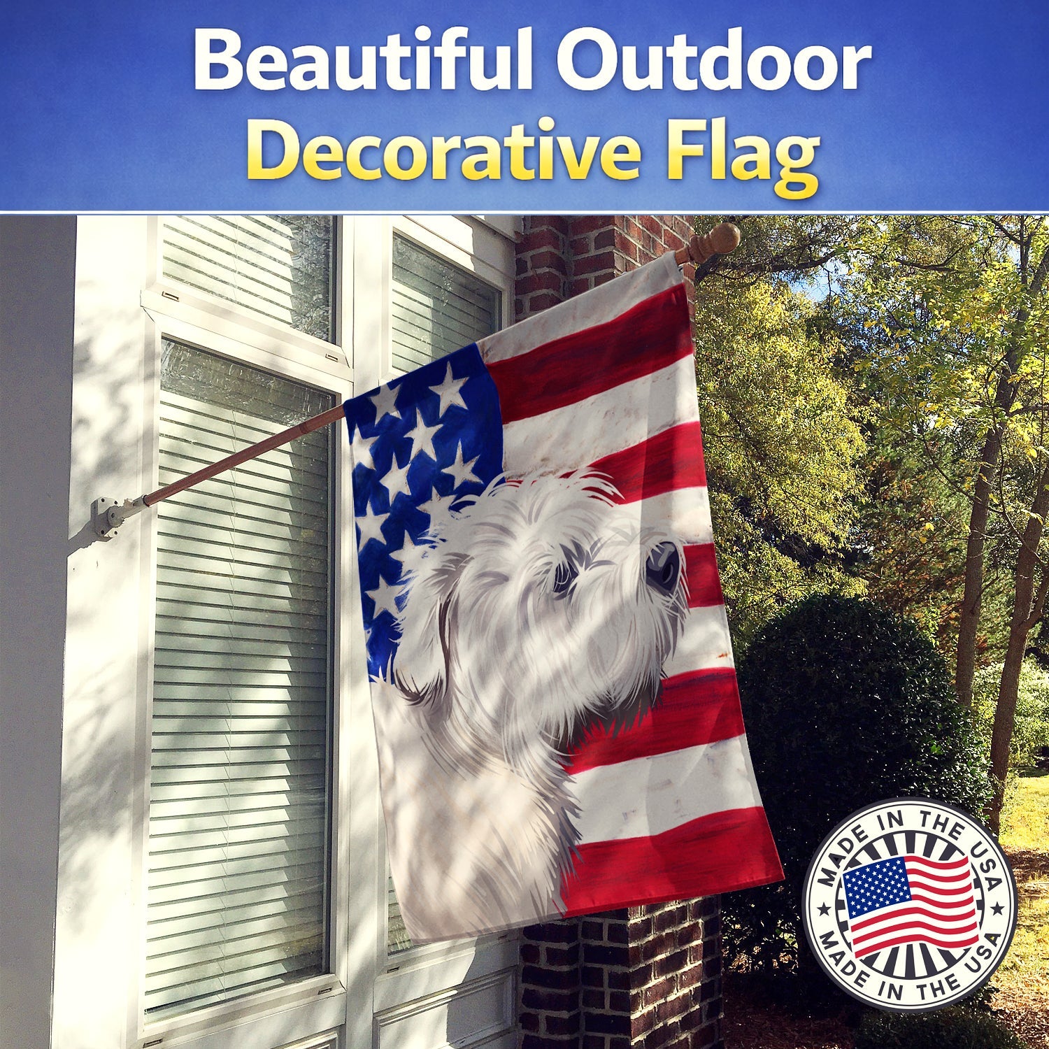 Glen of Imaal Terrier American Flag House Flag 28x40 Porch Sleeve Pole Decorative Outside Yard Banner Artwork Wall Hanging, Polyester