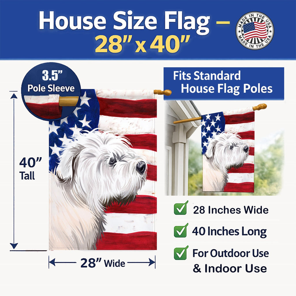 Glen of Imaal Terrier American Flag House Flag 28x40 Porch Sleeve Pole Decorative Outside Yard Banner Artwork Wall Hanging, Polyester