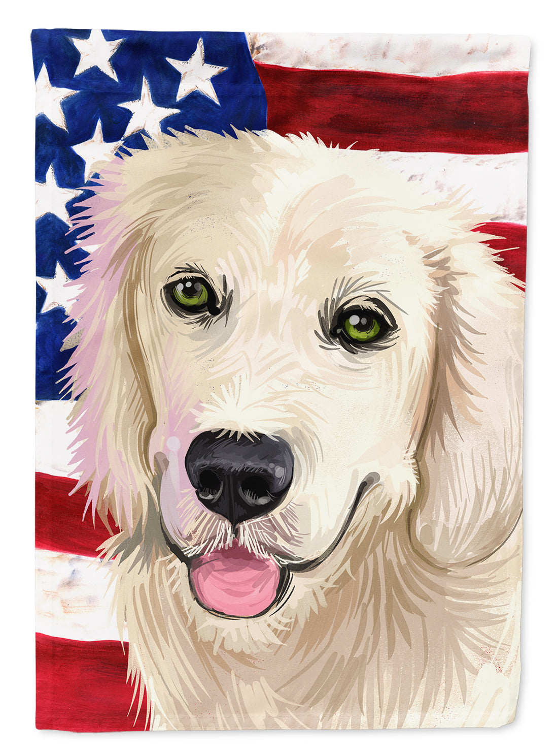 Golden Retriever Dog American Flag House Flag 28x40 Porch Sleeve Pole Decorative Outside Yard Banner Artwork Wall Hanging, Polyester