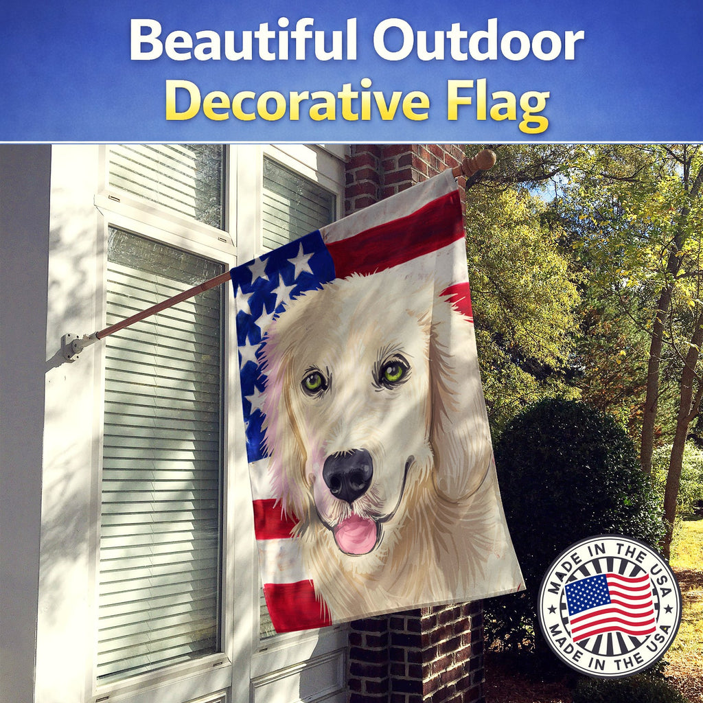 Golden Retriever Dog American Flag House Flag 28x40 Porch Sleeve Pole Decorative Outside Yard Banner Artwork Wall Hanging, Polyester