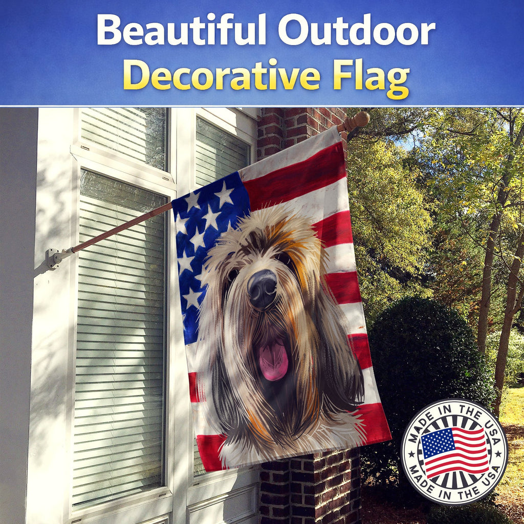 Grand Griffon Vendeen Dog American Flag House Flag 28x40 Porch Sleeve Pole Decorative Outside Yard Banner Artwork Wall Hanging, Polyester