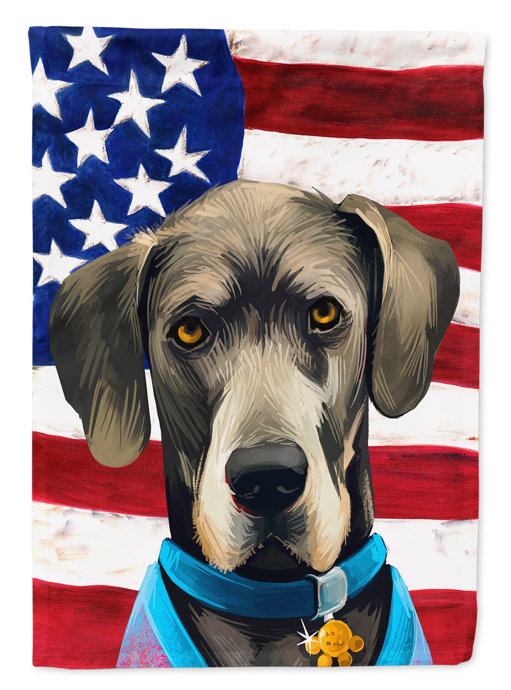 Great Dane Dog American Flag House Flag 28x40 Porch Sleeve Pole Decorative Outside Yard Banner Artwork Wall Hanging, Polyester