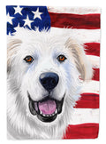 Great Pyrenees Dog American Flag House Flag 28x40 Porch Sleeve Pole Decorative Outside Yard Banner Artwork Wall Hanging, Polyester
