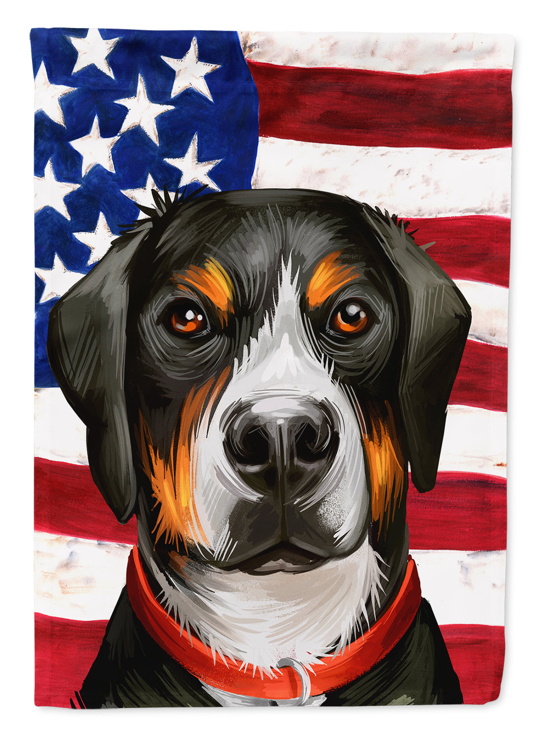 Greater Swiss Mountain Dog American Flag House Flag 28x40 Porch Sleeve Pole Decorative Outside Yard Banner Artwork Wall Hanging, Polyester