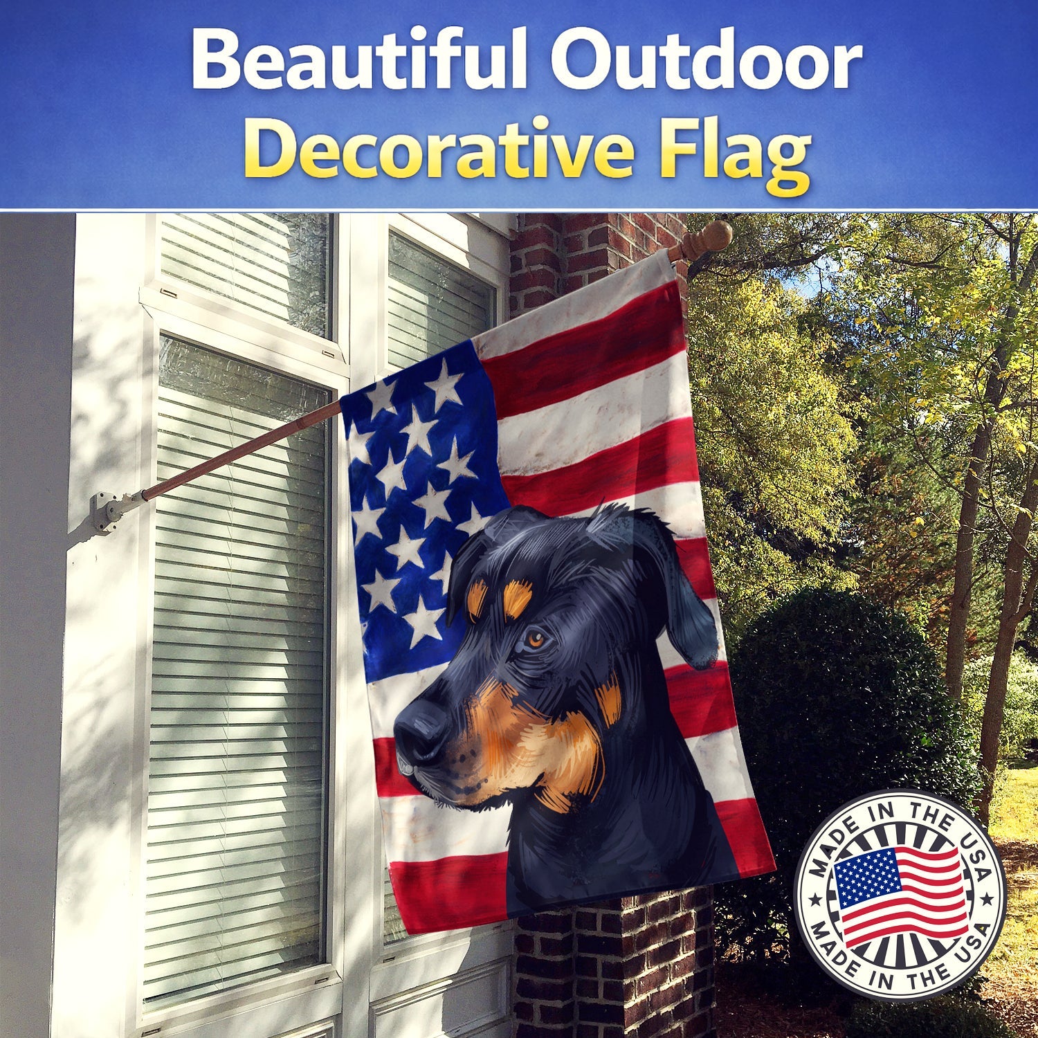 Greek Harehound Dog American Flag House Flag 28x40 Porch Sleeve Pole Decorative Outside Yard Banner Artwork Wall Hanging, Polyester