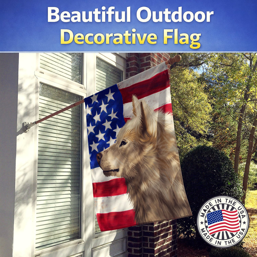 Greenland Dog American Flag House Flag 28x40 Porch Sleeve Pole Decorative Outside Yard Banner Artwork Wall Hanging, Polyester