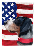 Griffon Bleu de Gascogne American Flag House Flag 28x40 Porch Sleeve Pole Decorative Outside Yard Banner Artwork Wall Hanging, Polyester