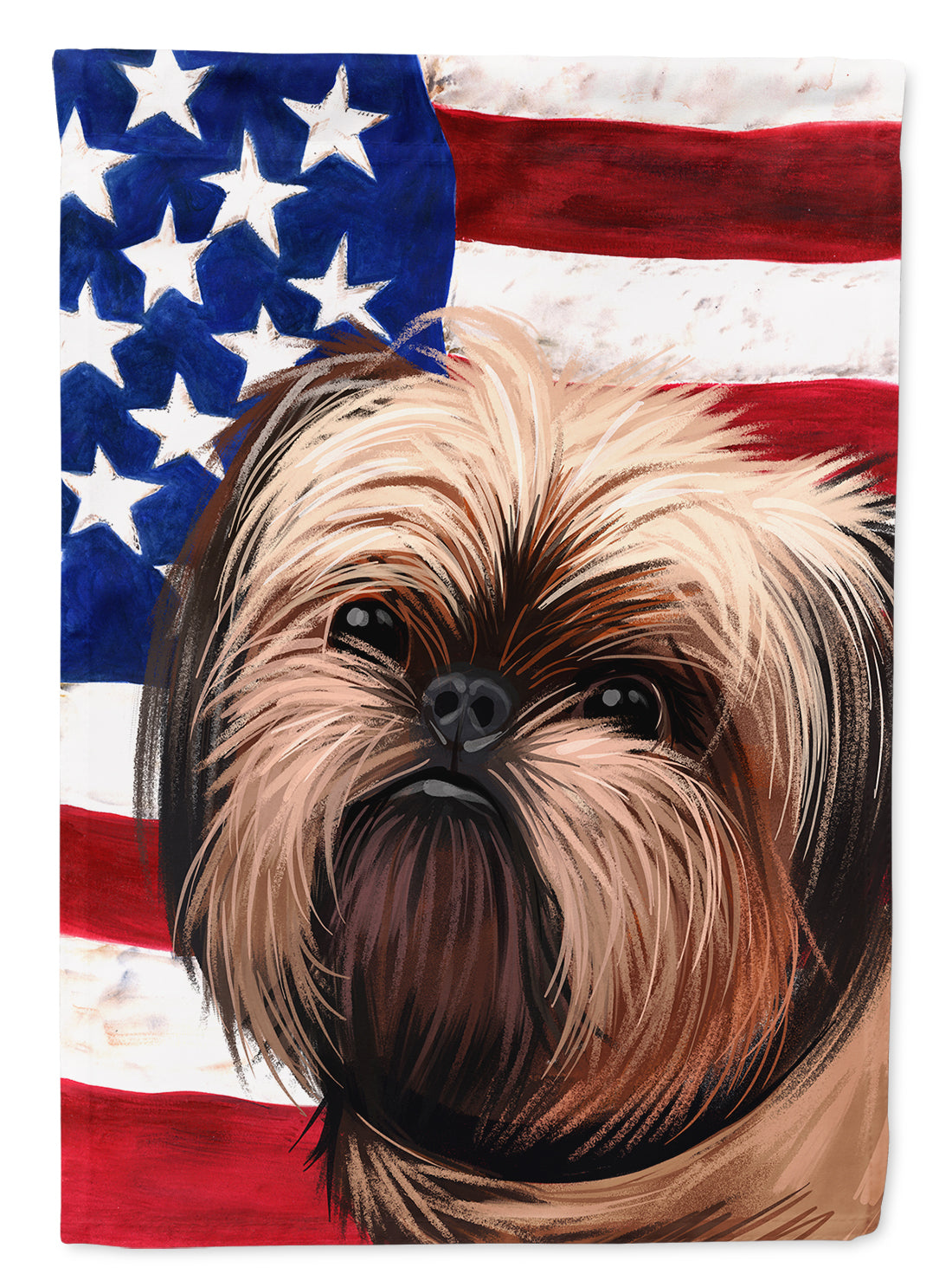 Griffon Bruxellois Dog American Flag House Flag 28x40 Porch Sleeve Pole Decorative Outside Yard Banner Artwork Wall Hanging, Polyester