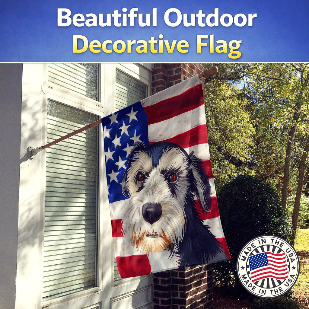 Griffon Nivernais Dog American Flag House Flag 28x40 Porch Sleeve Pole Decorative Outside Yard Banner Artwork Wall Hanging, Polyester