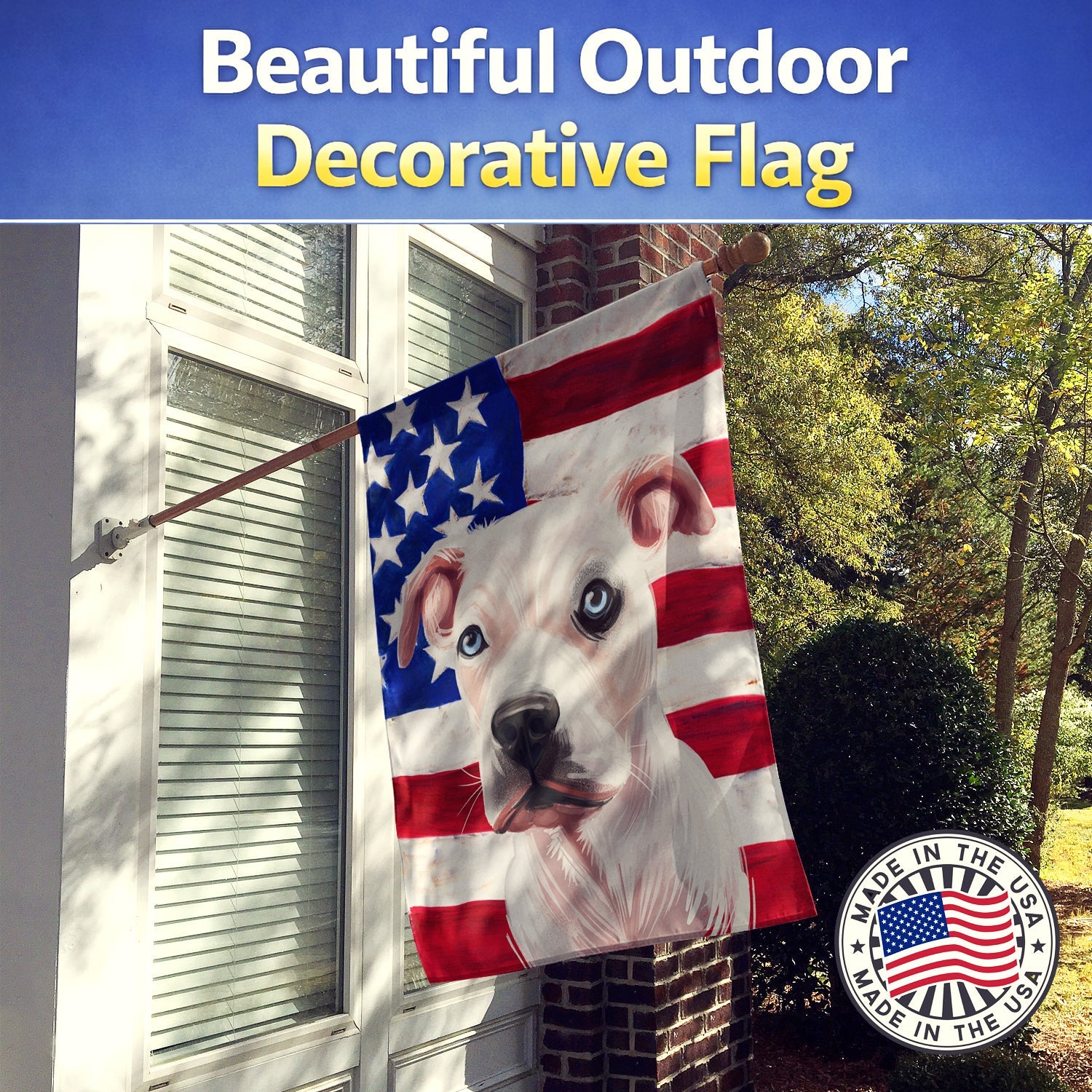 Guatemalan Dogo Dog American Flag House Flag 28x40 Porch Sleeve Pole Decorative Outside Yard Banner Artwork Wall Hanging, Polyester