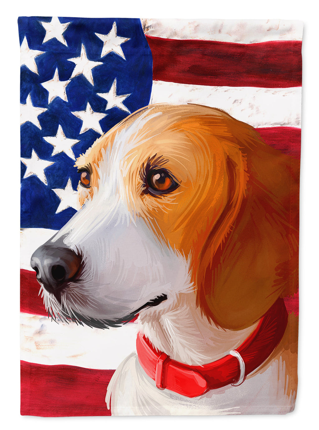 Harrier Dog American Flag House Flag 28x40 Porch Sleeve Pole Decorative Outside Yard Banner Artwork Wall Hanging, Polyester