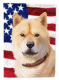 Hokkaido Dog American Flag House Flag 28x40 Porch Sleeve Pole Decorative Outside Yard Banner Artwork Wall Hanging, Polyester