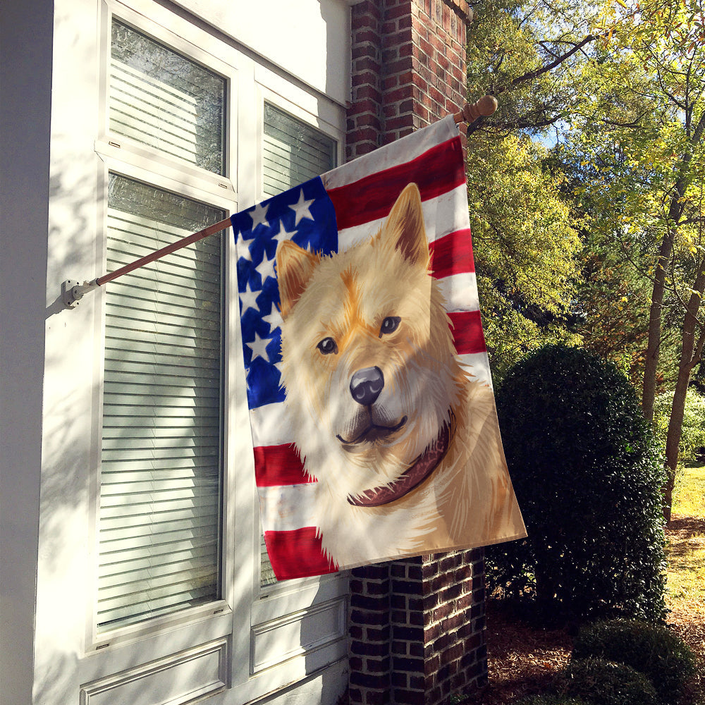 Hokkaido Dog American Flag House Flag 28x40 Porch Sleeve Pole Decorative Outside Yard Banner Artwork Wall Hanging, Polyester