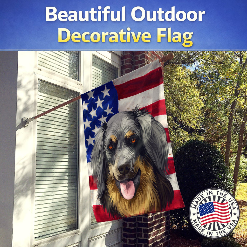 Hovawart Dog American Flag House Flag 28x40 Porch Sleeve Pole Decorative Outside Yard Banner Artwork Wall Hanging, Polyester