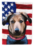 Huntaway Dog American Flag House Flag 28x40 Porch Sleeve Pole Decorative Outside Yard Banner Artwork Wall Hanging, Polyester
