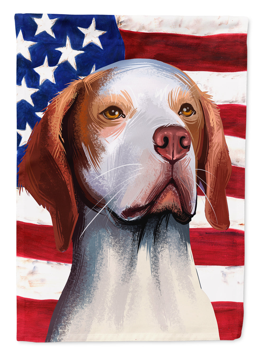 Hunting Dog American Flag House Flag 28x40 Porch Sleeve Pole Decorative Outside Yard Banner Artwork Wall Hanging, Polyester