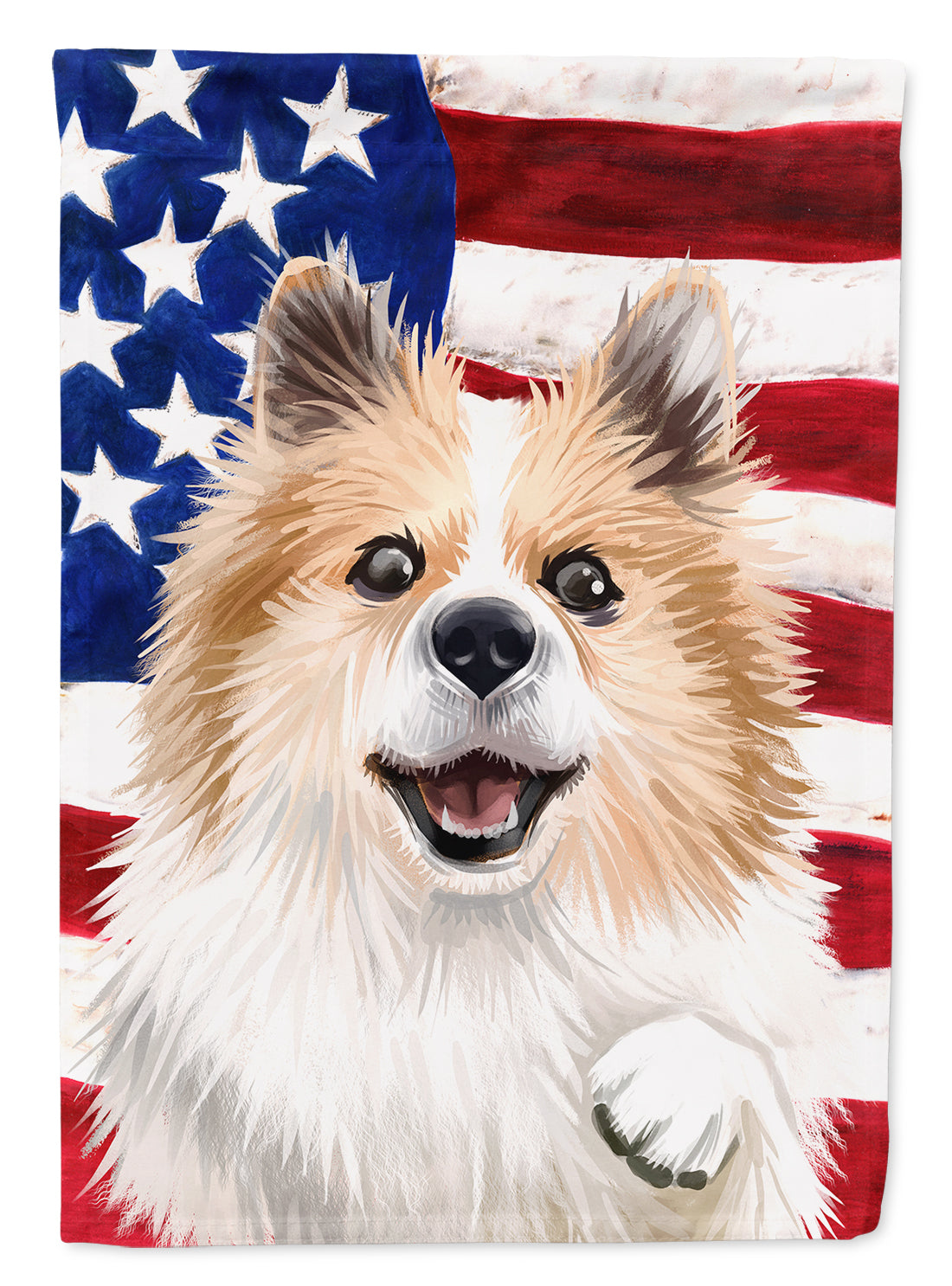 Icelandic Sheepdog Dog American Flag House Flag 28x40 Porch Sleeve Pole Decorative Outside Yard Banner Artwork Wall Hanging, Polyester