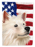 Indian Spitz Dog American Flag House Flag 28x40 Porch Sleeve Pole Decorative Outside Yard Banner Artwork Wall Hanging, Polyester