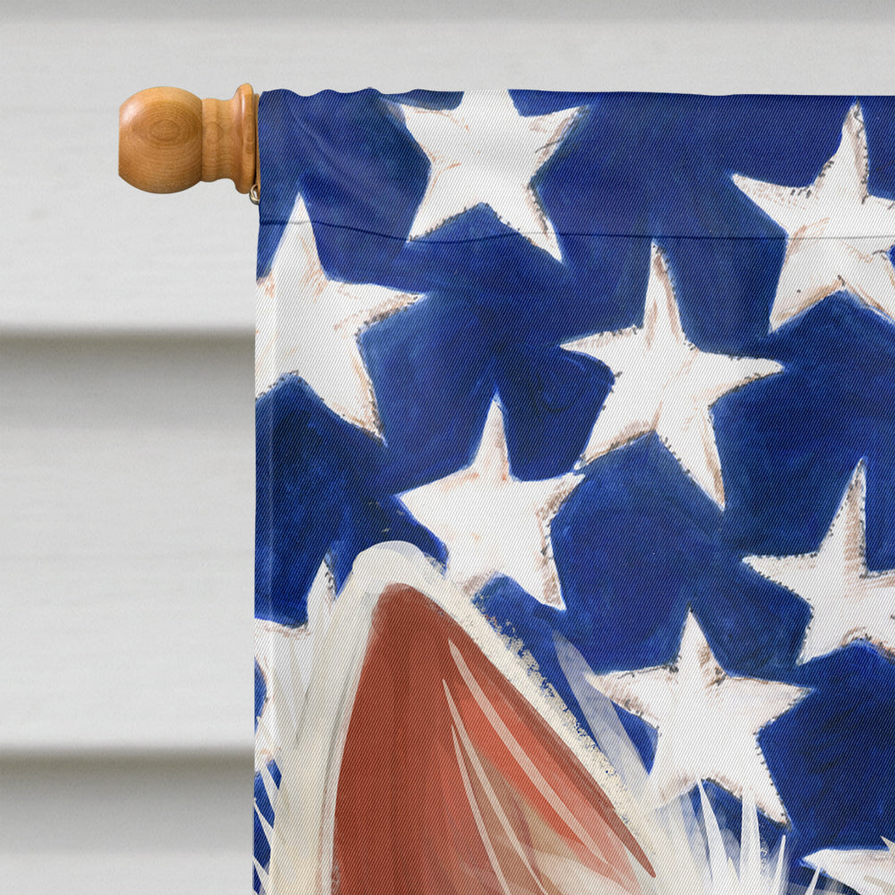 Indian Spitz Dog American Flag House Flag 28x40 Porch Sleeve Pole Decorative Outside Yard Banner Artwork Wall Hanging, Polyester