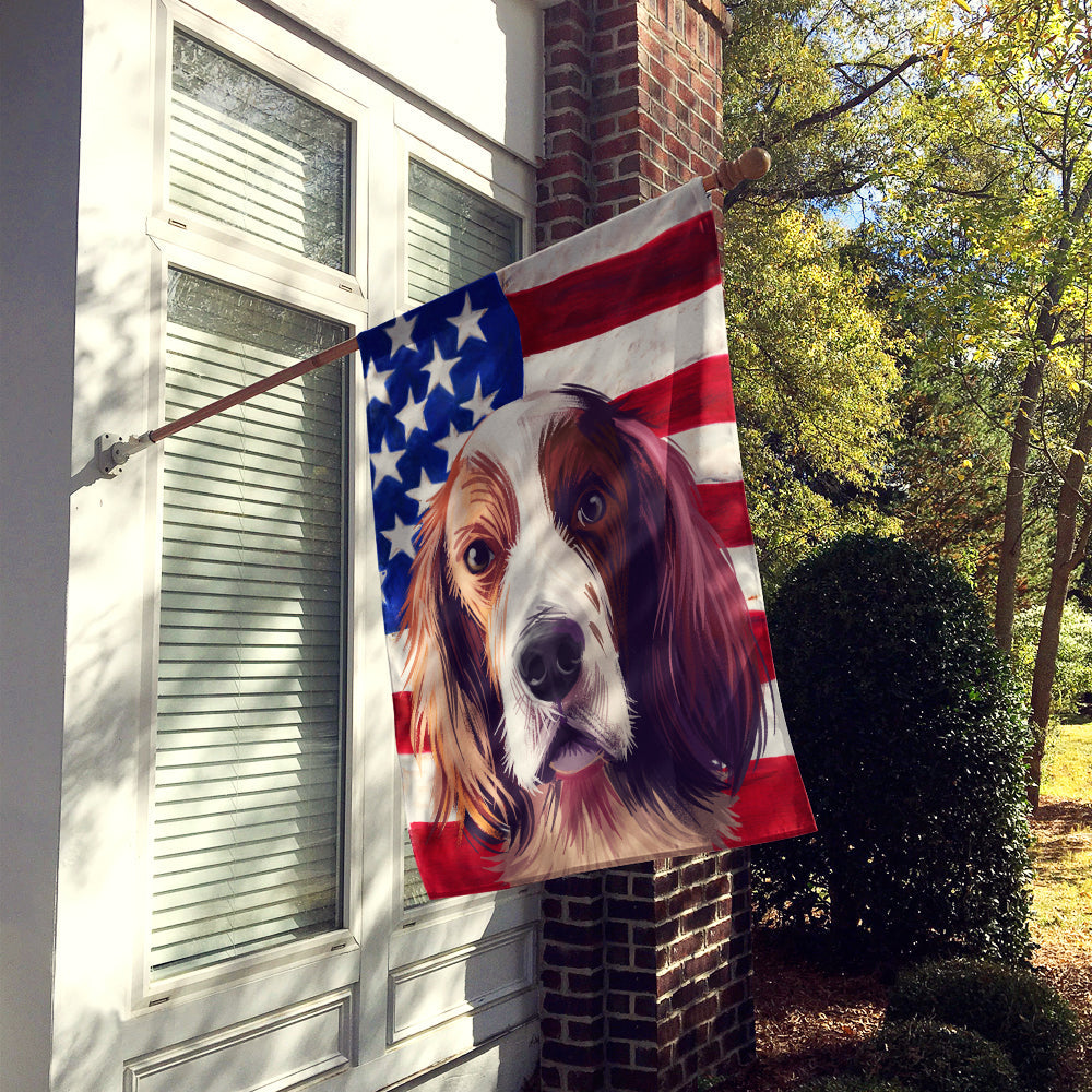 Irish Red and White Setter American Flag House Flag 28x40 Porch Sleeve Pole Decorative Outside Yard Banner Artwork Wall Hanging, Polyester