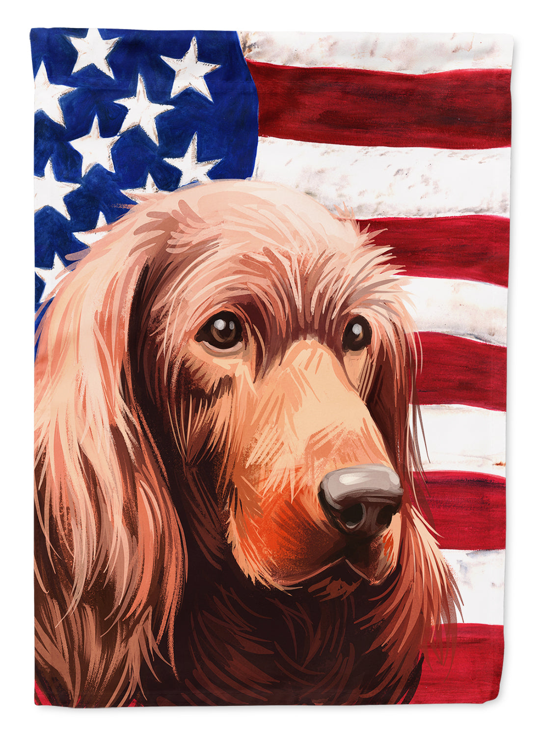 Irish Setter Dog American Flag House Flag 28x40 Porch Sleeve Pole Decorative Outside Yard Banner Artwork Wall Hanging, Polyester
