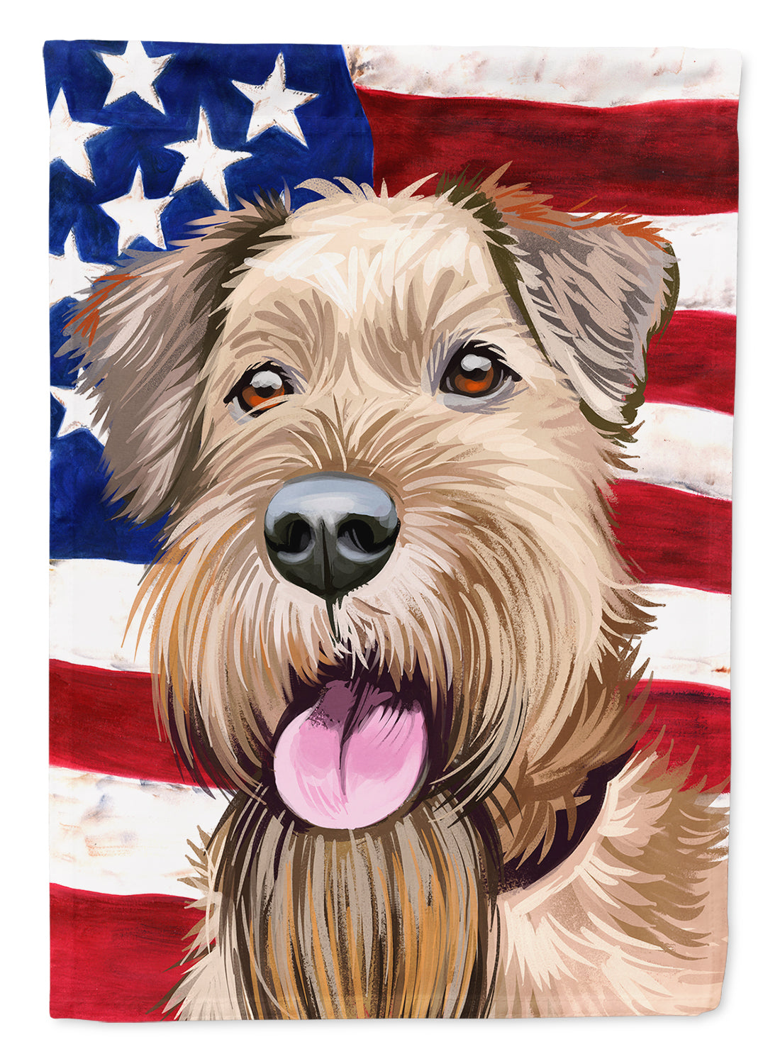 Irish Terrier American Flag House Flag 28x40 Porch Sleeve Pole Decorative Outside Yard Banner Artwork Wall Hanging, Polyester