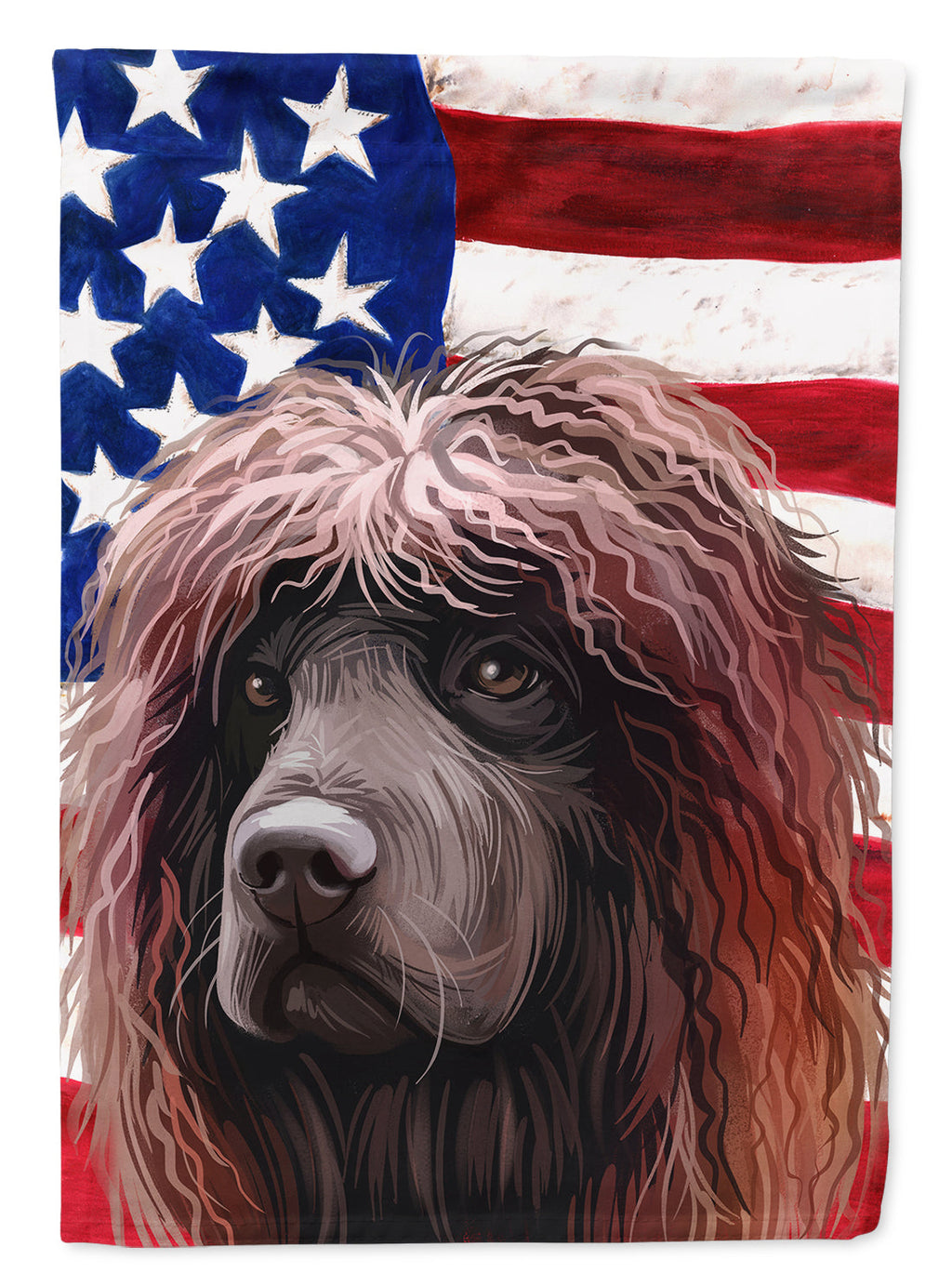 Irish Water Spaniel American Flag House Flag 28x40 Porch Sleeve Pole Decorative Outside Yard Banner Artwork Wall Hanging, Polyester