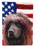 Irish Water Spaniel American Flag House Flag 28x40 Porch Sleeve Pole Decorative Outside Yard Banner Artwork Wall Hanging, Polyester