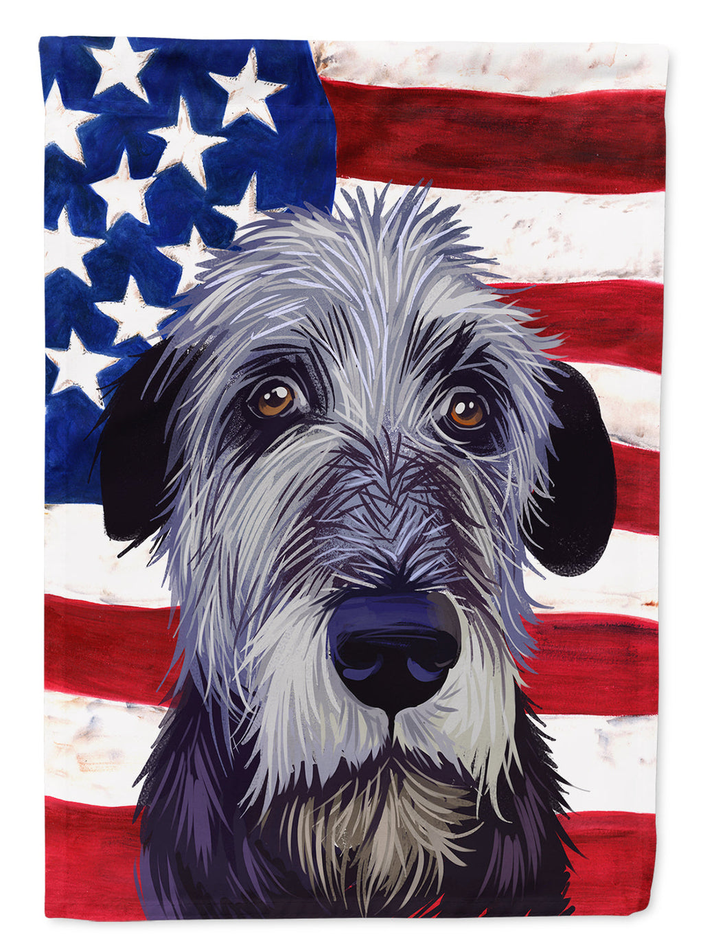 Irish Wolfhound American Flag House Flag 28x40 Porch Sleeve Pole Decorative Outside Yard Banner Artwork Wall Hanging, Polyester