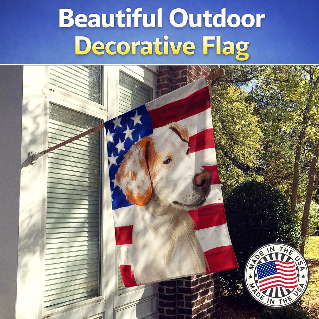 Istrian Shorthaired Hound American Flag House Flag 28x40 Porch Sleeve Pole Decorative Outside Yard Banner Artwork Wall Hanging, Polyester