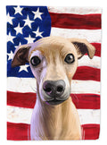 Italian Greyhound American Flag House Flag 28x40 Porch Sleeve Pole Decorative Outside Yard Banner Artwork Wall Hanging, Polyester