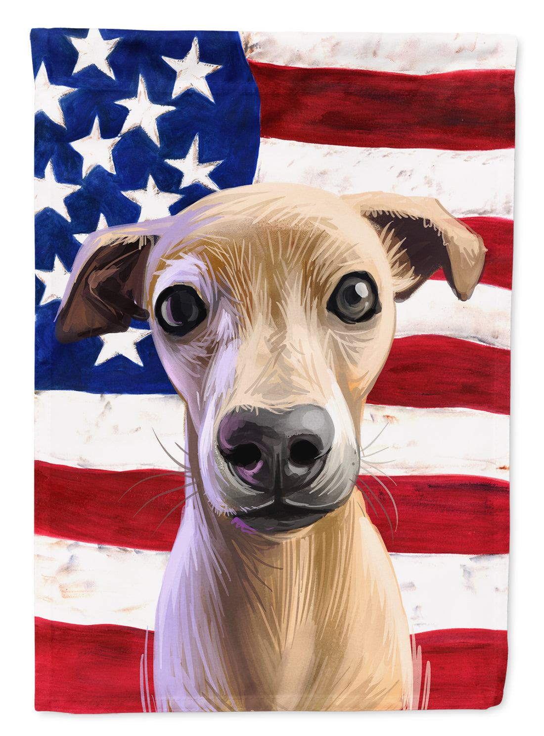 Italian Greyhound American Flag House Flag 28x40 Porch Sleeve Pole Decorative Outside Yard Banner Artwork Wall Hanging, Polyester
