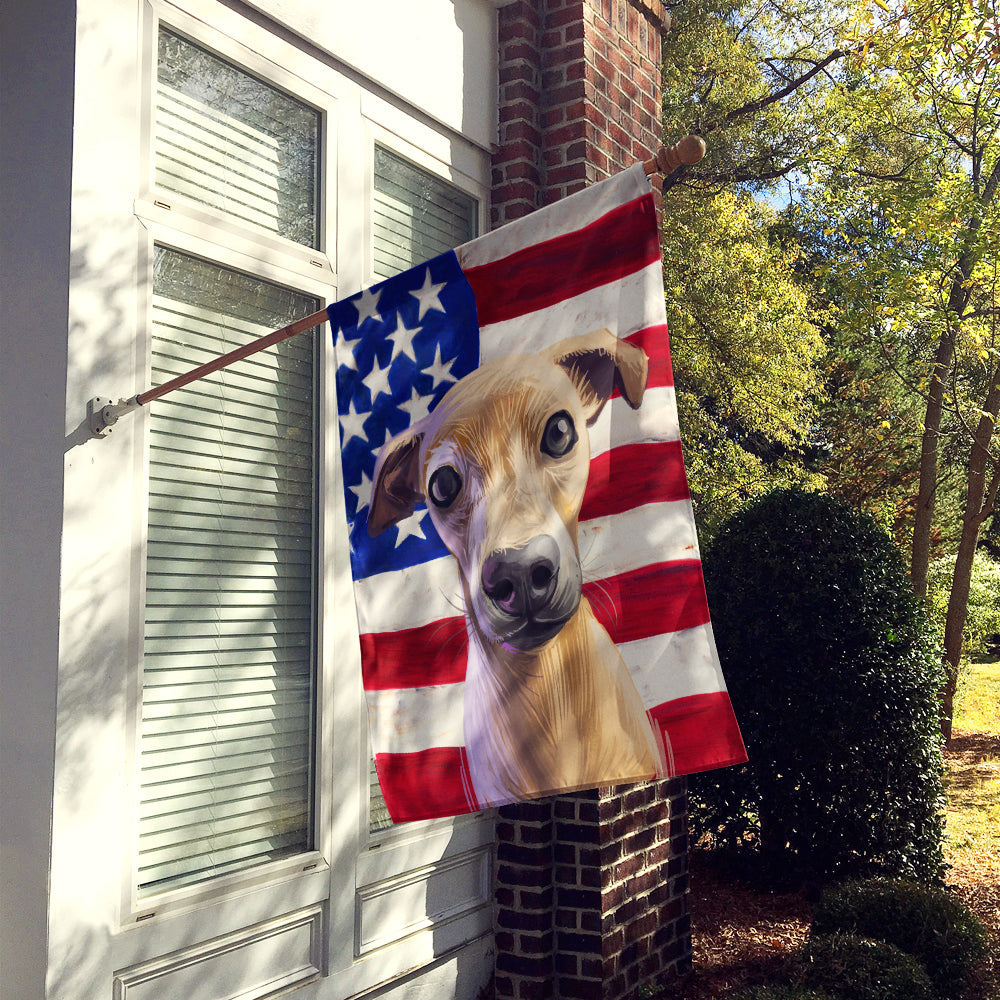 Italian Greyhound American Flag House Flag 28x40 Porch Sleeve Pole Decorative Outside Yard Banner Artwork Wall Hanging, Polyester