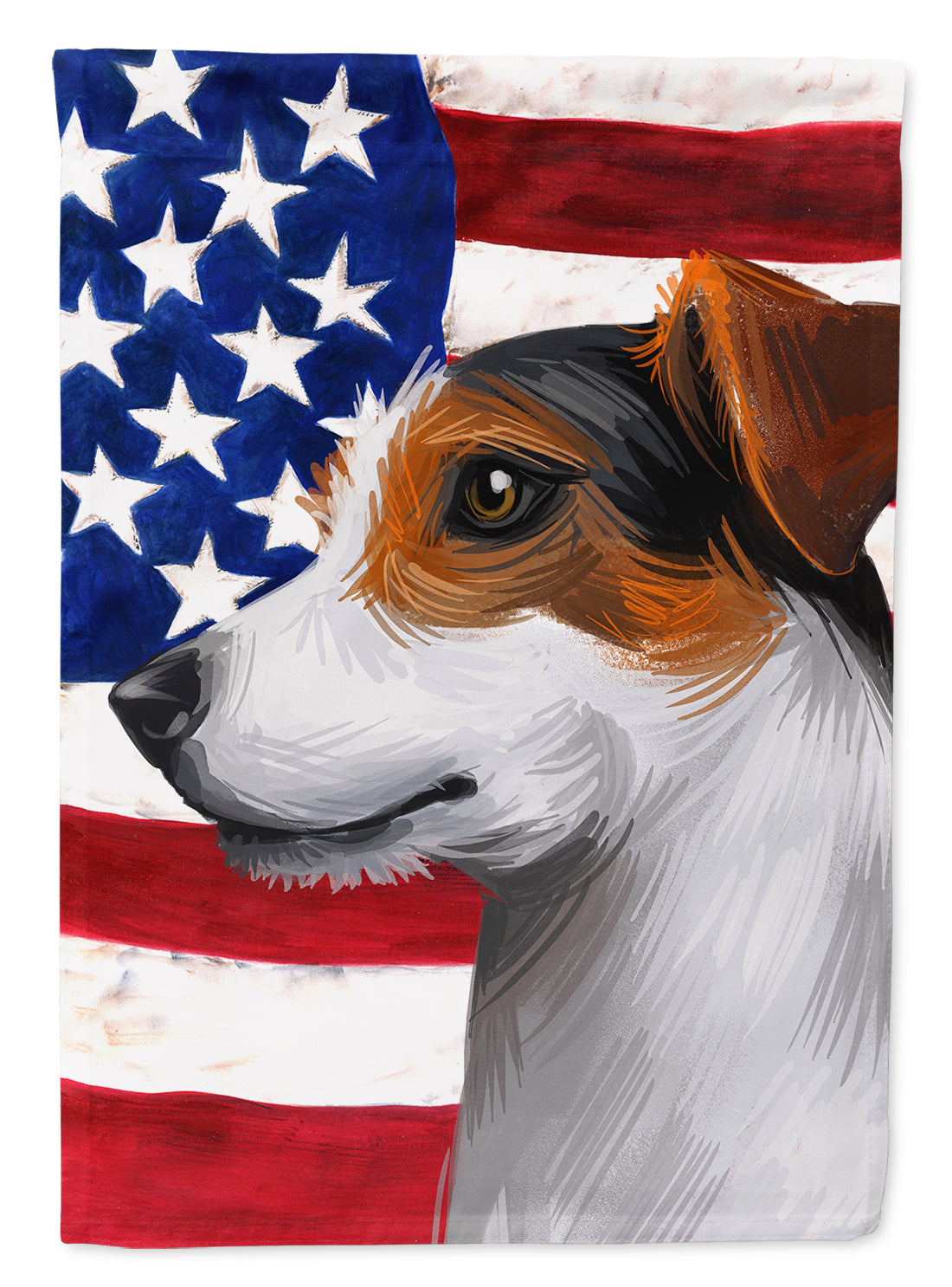 Jack Russell Terrier American Flag House Flag 28x40 Porch Sleeve Pole Decorative Outside Yard Banner Artwork Wall Hanging, Polyester