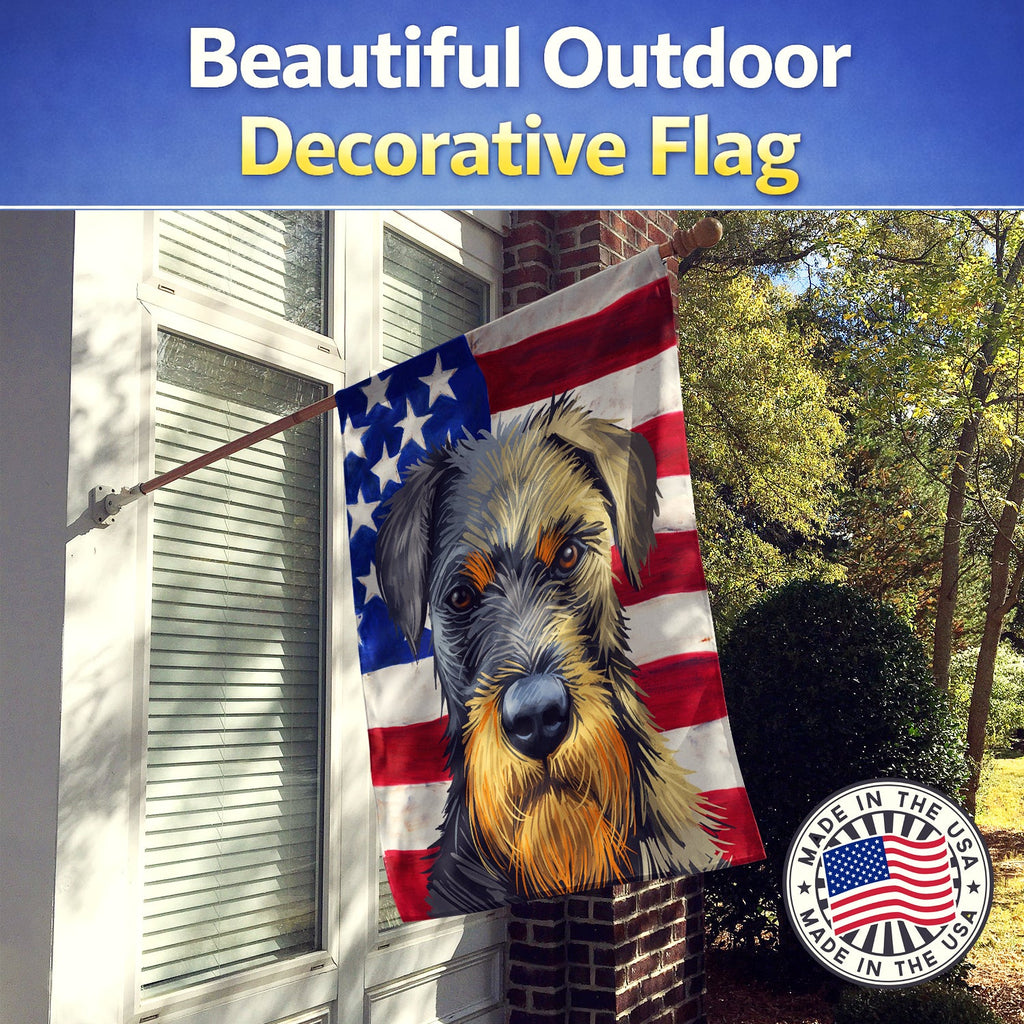 Jagdterrier American Flag House Flag 28x40 Porch Sleeve Pole Decorative Outside Yard Banner Artwork Wall Hanging, Polyester