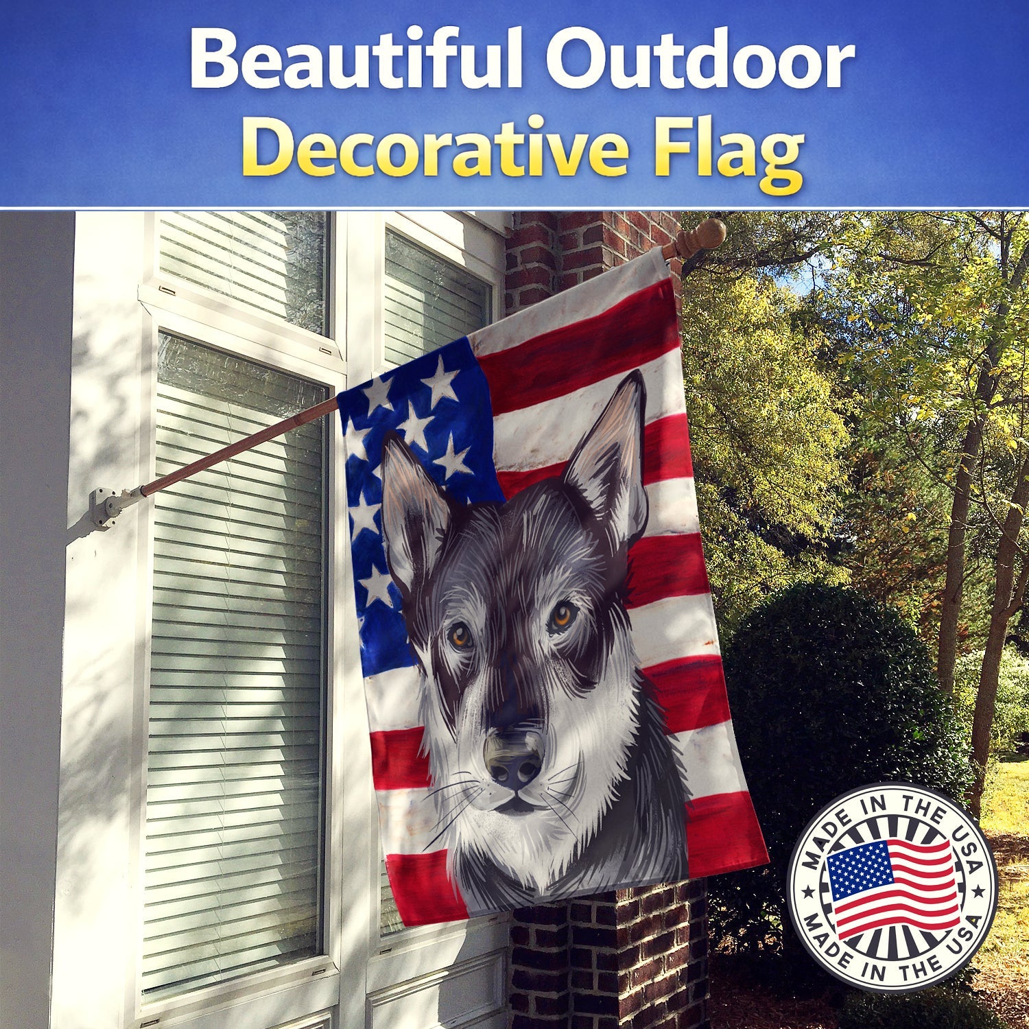 Jamthund American Flag House Flag 28x40 Porch Sleeve Pole Decorative Outside Yard Banner Artwork Wall Hanging, Polyester