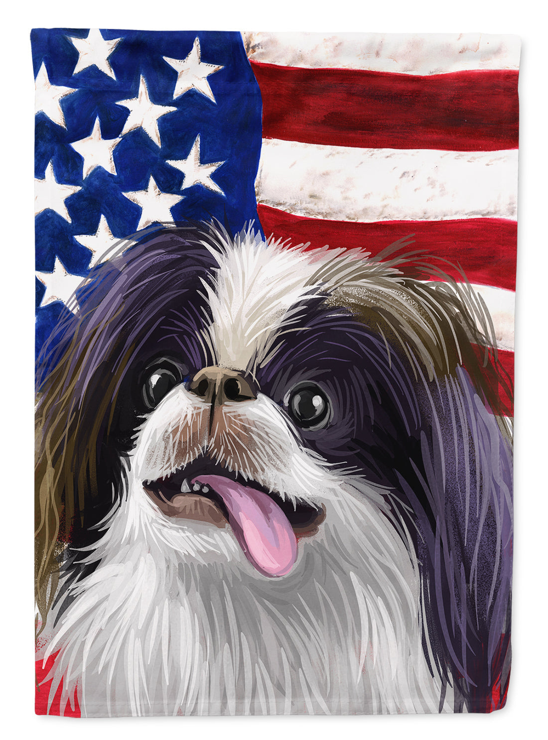 Japanese Chin American Flag House Flag 28x40 Porch Sleeve Pole Decorative Outside Yard Banner Artwork Wall Hanging, Polyester