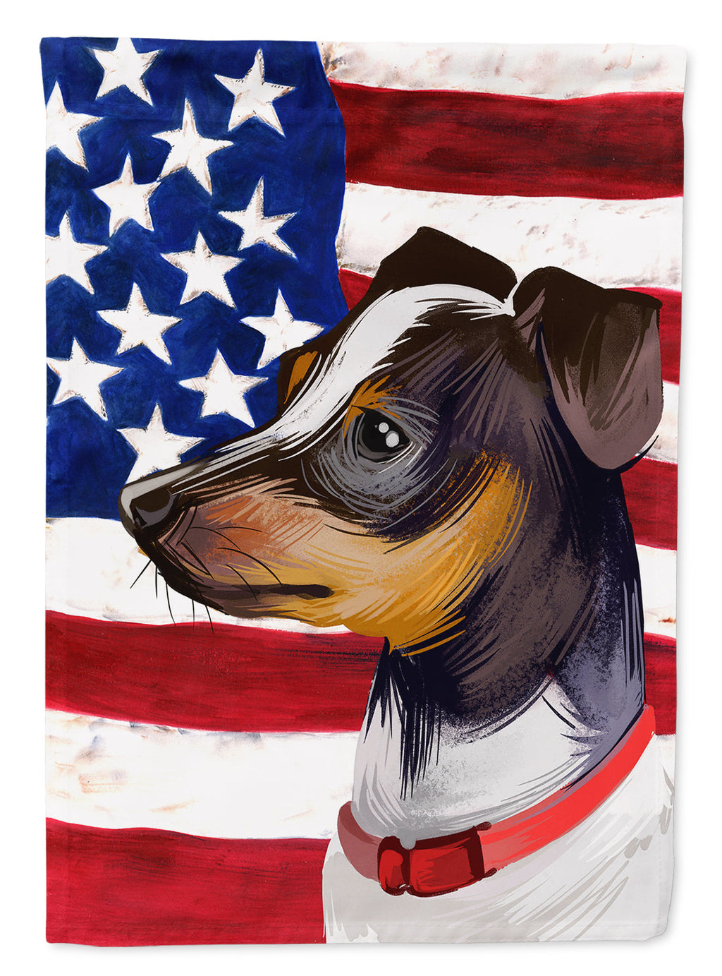 Japanese Terrier American Flag House Flag 28x40 Porch Sleeve Pole Decorative Outside Yard Banner Artwork Wall Hanging, Polyester
