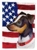 Japanese Terrier American Flag House Flag 28x40 Porch Sleeve Pole Decorative Outside Yard Banner Artwork Wall Hanging, Polyester