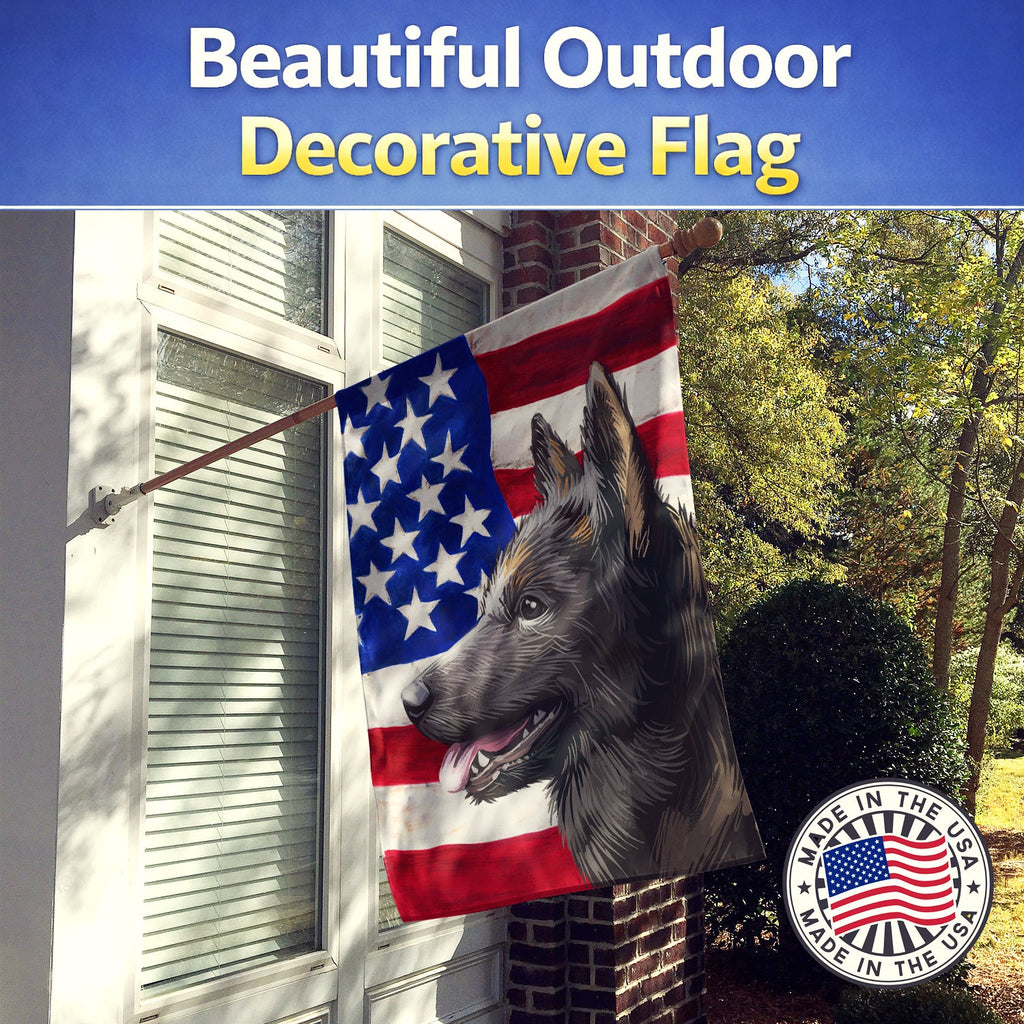 Kai Ken American Flag House Flag 28x40 Porch Sleeve Pole Decorative Outside Yard Banner Artwork Wall Hanging, Polyester
