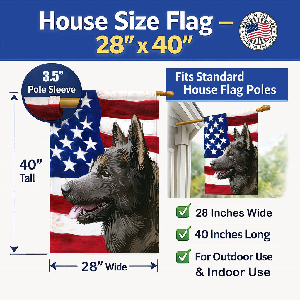 Kai Ken American Flag House Flag 28x40 Porch Sleeve Pole Decorative Outside Yard Banner Artwork Wall Hanging, Polyester