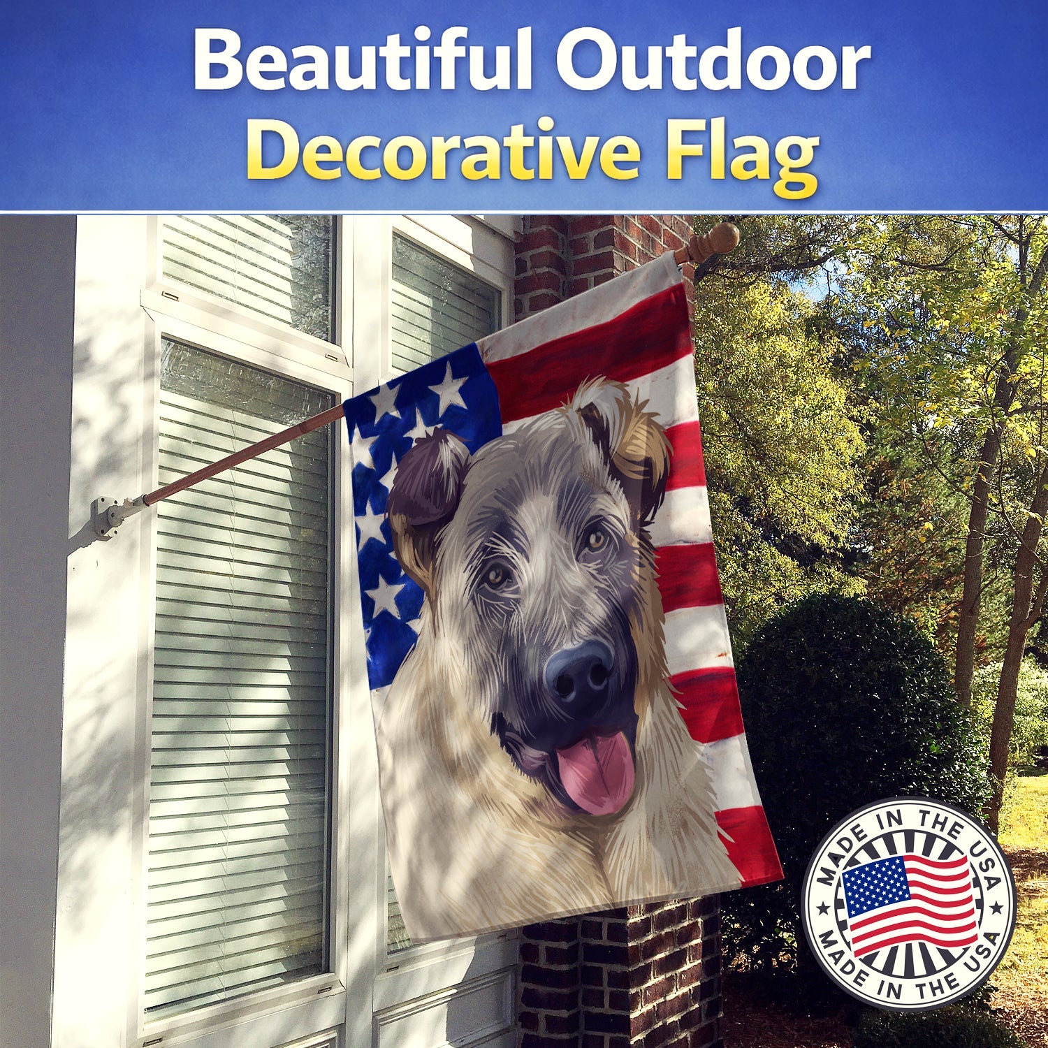 Kangal Dog American Flag House Flag 28x40 Porch Sleeve Pole Decorative Outside Yard Banner Artwork Wall Hanging, Polyester