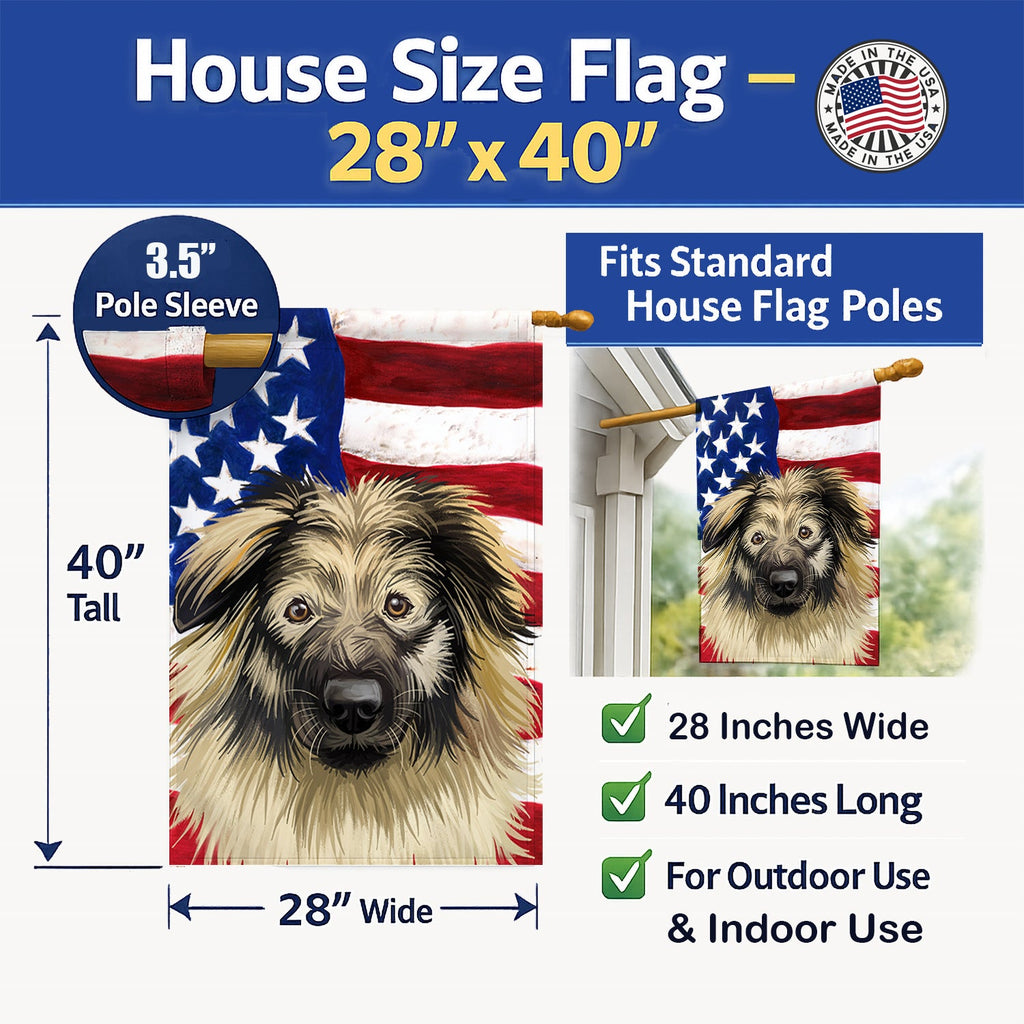 Karst Shepherd American Flag House Flag 28x40 Porch Sleeve Pole Decorative Outside Yard Banner Artwork Wall Hanging, Polyester