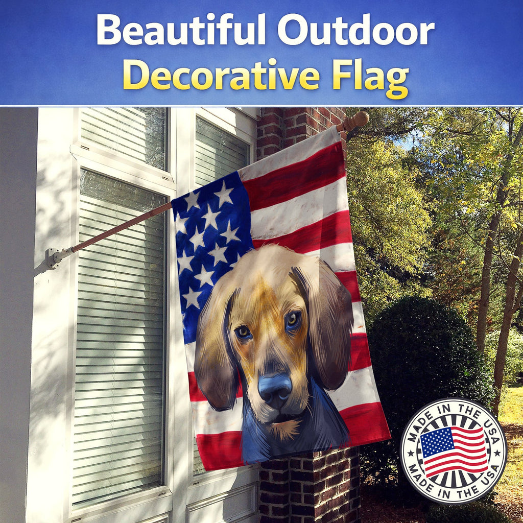 Kerry Beagle American Flag House Flag 28x40 Porch Sleeve Pole Decorative Outside Yard Banner Artwork Wall Hanging, Polyester