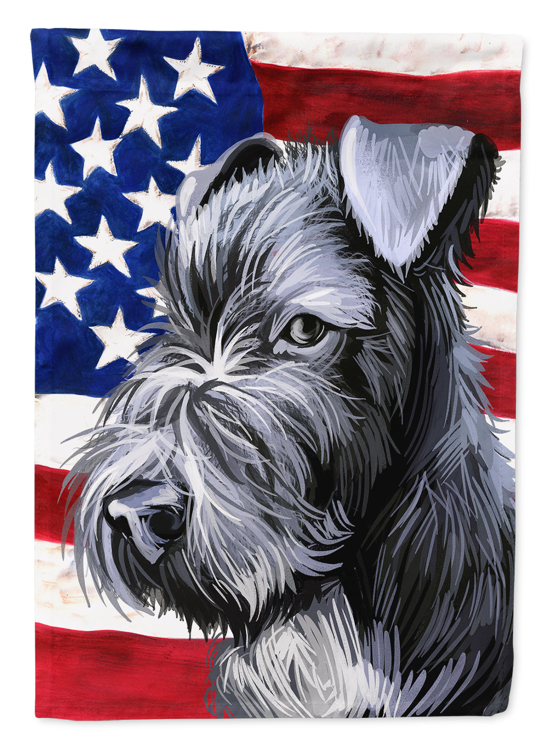 Kerry Blue Terrier American Flag House Flag 28x40 Porch Sleeve Pole Decorative Outside Yard Banner Artwork Wall Hanging, Polyester